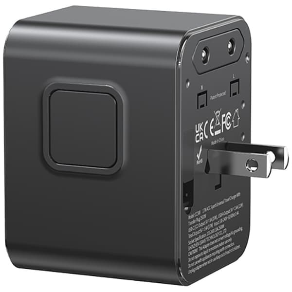 USAMS Rejseopladeradapter CC308 2xUSB-C 17W 4-i-1 US/AU/EU/UK - sort