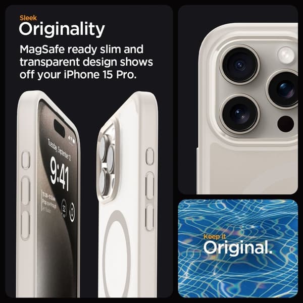 Spigen iPhone 15 Pro Max -puhelinkuori Magsafe Hybrid - Titanium Silver