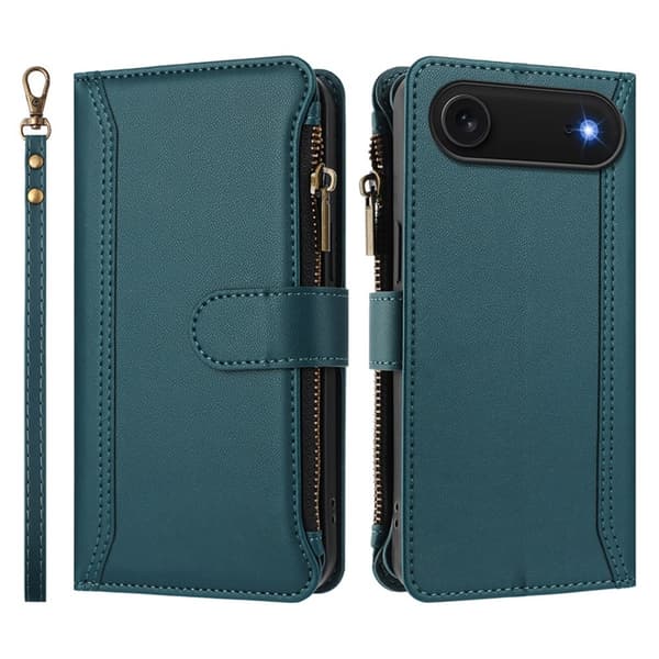 iPhone Air Plånboksfodral Zipper Med Rem - Mörkgrön Grön