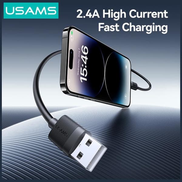 USAMS Lightning til USB-A 12W Kabel 1m U94 - Sort Svart