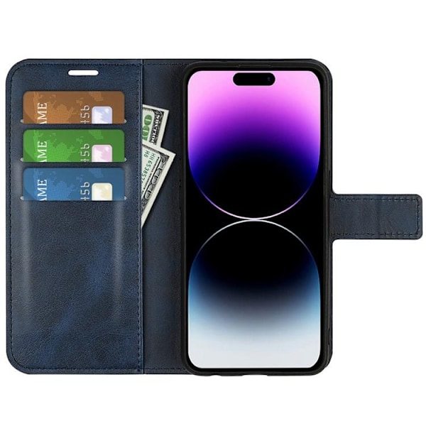 iPhone 15 Pro Max Pungeetui Calf Flip Folio - Blå Blå
