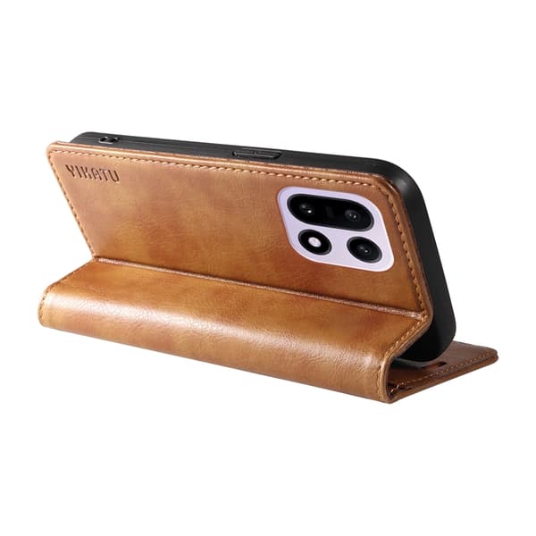 YIKATU OnePlus 15 Plånboksfodral Litchi Closure Konstläder Brun
