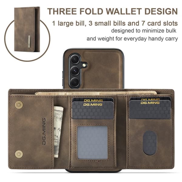 DG.Ming Plånboksfodral för Samsung Galaxy S26 Plus Magnetiskt PU + TPU - Kaffe