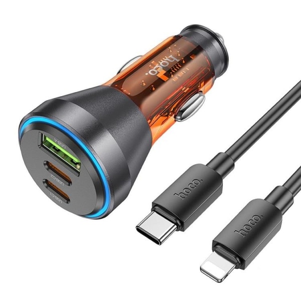 Hoco Billaddare 2x USB-C/USB-A Med Kabel - Svart