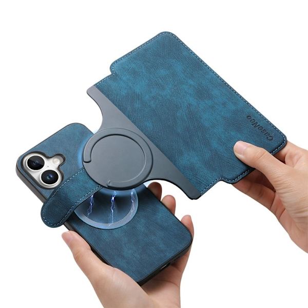 CASENEO iPhone 16 Plus Plånboksfodral Konstläder - Blå