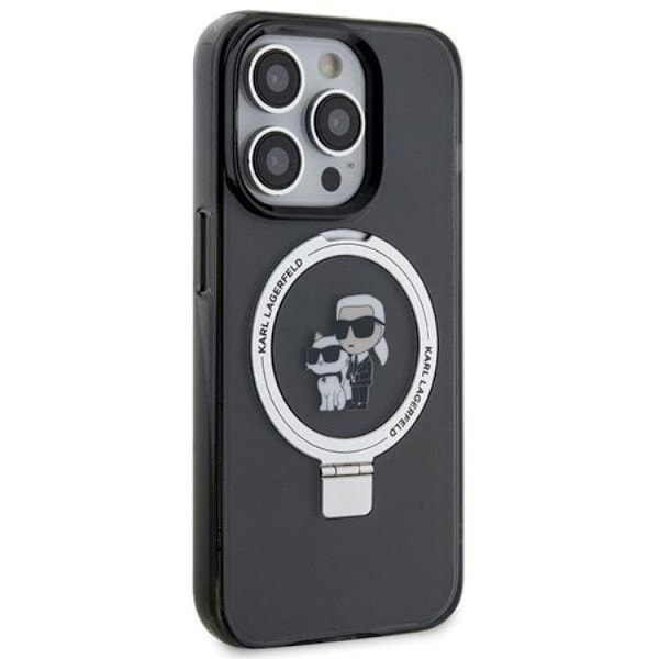 KARL LAGERFELD iPhone 15 Plus Mobilskal MagSafe Ringställ - Svart Svart