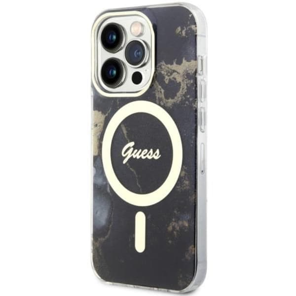 Guess iPhone 14 Pro -puhelimen kuori MagSafe Guld Marble - Musta Black