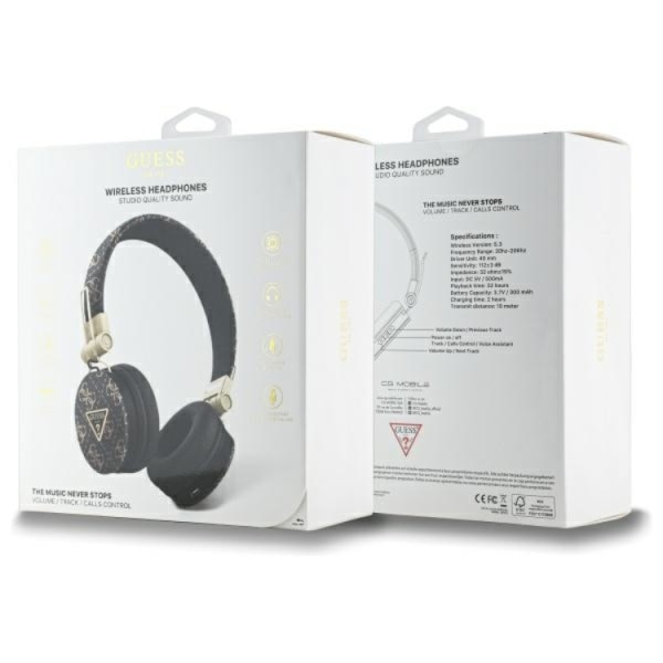 Guess Bluetooth On-Ear ENC Hörlurar 4G Triangle Round Shape Svart