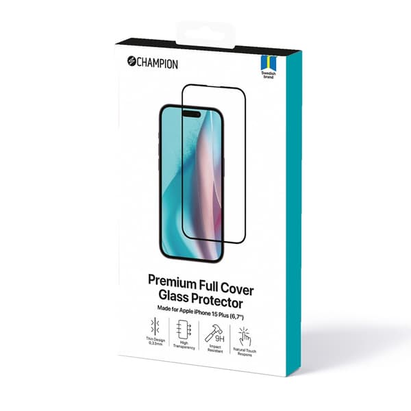 CHAMPION iPhone 15 Plus Karkaistu lasi Näytönsuoja Transparent