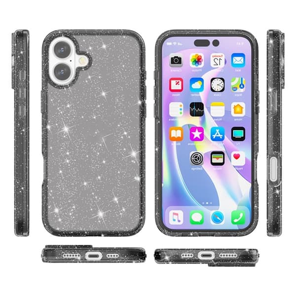 AMORUS Mobilskal till iPhone 17 Shockproof - Glitter Svart Svart