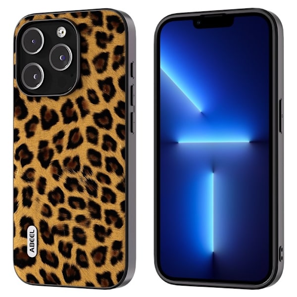 ABEEL Mobilskal till iPhone 13 Pro Max PU Läder Leopard Textur Guld