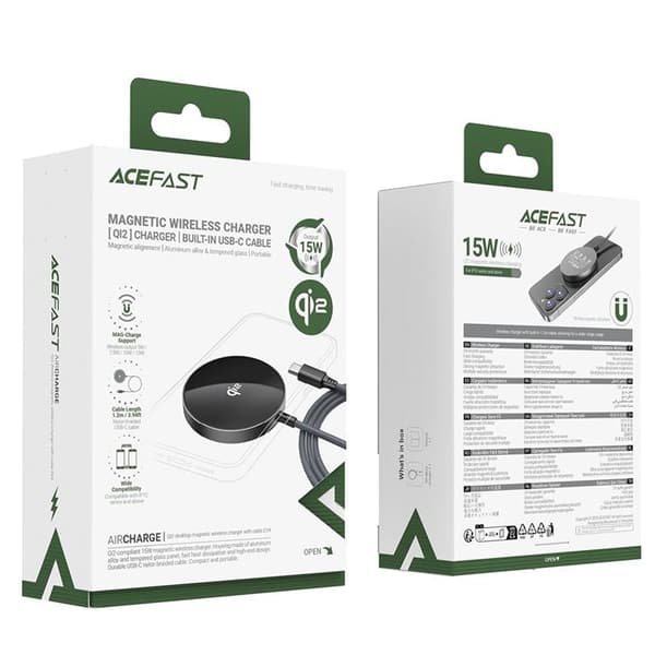 ACEFAST Qi2 Skrivbord MagSafe Trådlös Laddare iPhone med Typ-C-kabel E24