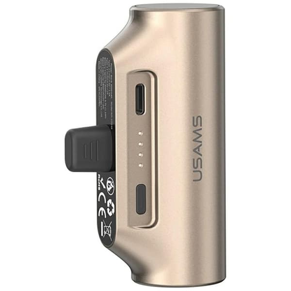 USAMS Mini Tail Plug Bärbar Powerbank 3000mAh USB-C PB79 Beige