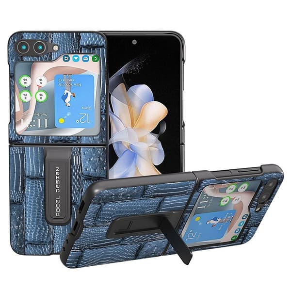 ABEEL Samsung Galaxy Z Flip5 Plånboksfodral Mahjong Textur Blå