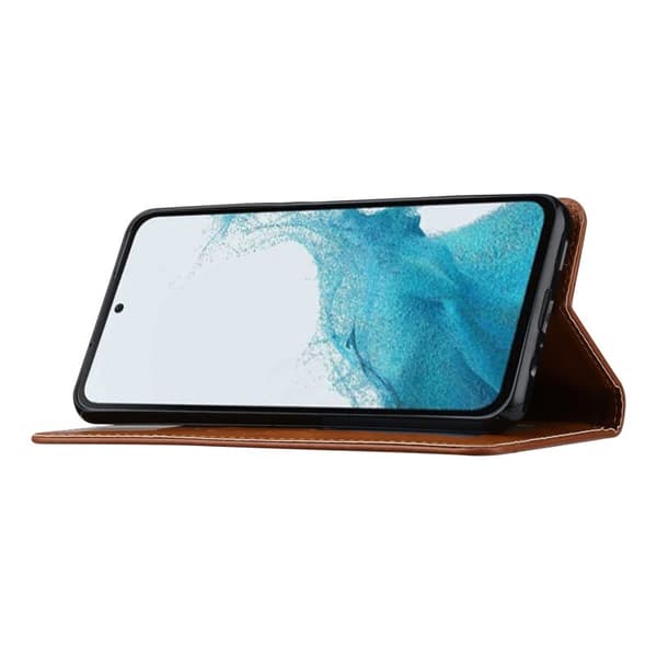 Mobilskal för Samsung Galaxy S26 Plus Magnetiskt Konstläder Ställ - Ljusbrun