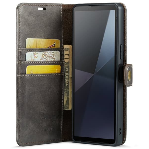 DG.MING Sony Xperia 10 VI Plånboksfodral 2 i 1 Removable Äkta läder - Grå