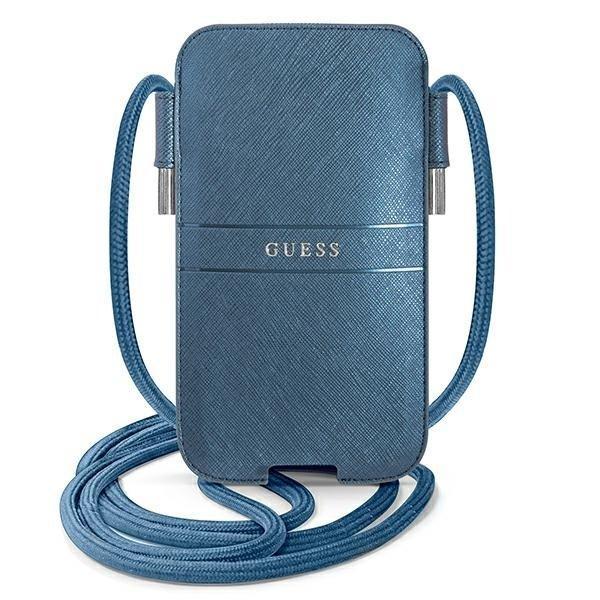 Guess Saffiano Strap Halsbandsfodral 6.1" - Blå Blå