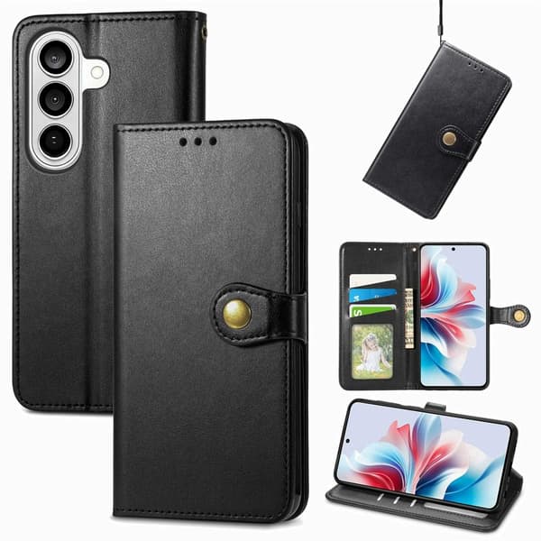 Plånboksfodral för Samsung Galaxy S26 Plus Konstläder Stativ - Svart