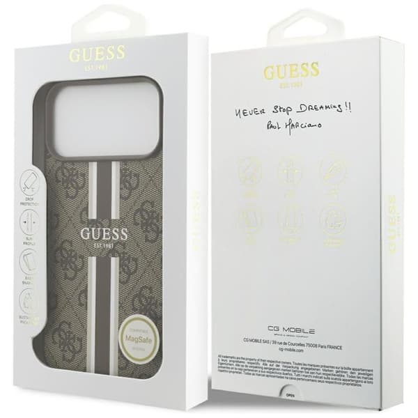 Guess Mobilskal till iPhone 17 Pro Max MagSafe 4G Printed Stripes - Brun Brun