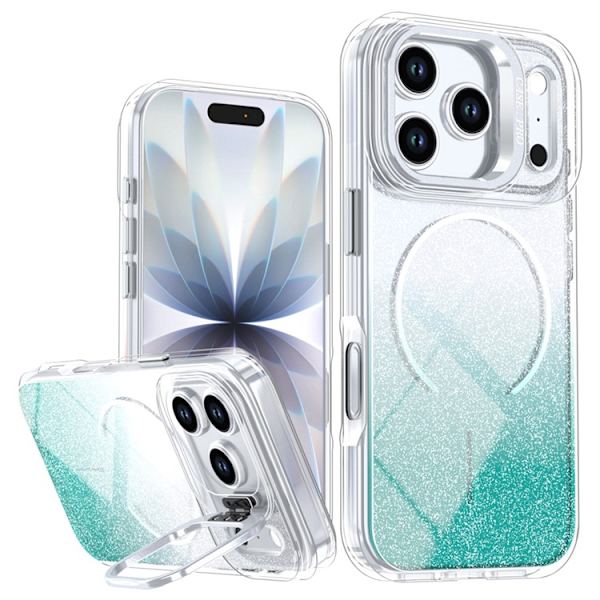 Mobilskal till iPhone 17 Pro MagSafe Shockproof Glitter Gradient - Blå Grön
