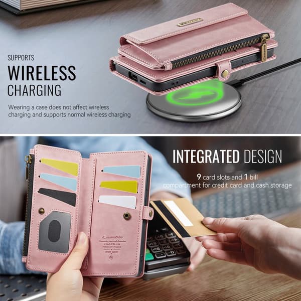 CaseMe Plånboksfodral för Samsung Galaxy S26 Plus Konstläder RFID - Rosa