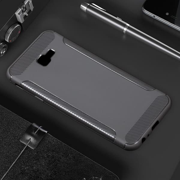 Kulfiberbørstet mobilcover til Samsung Galaxy J4 Plus - Grå Grey