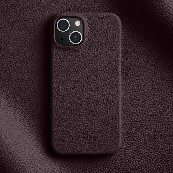 MELKCO Mobilskal till iPhone 14 Äkta Läder PC Bakskydd Lila