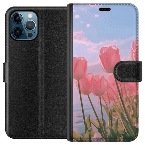 Plånboksfodral till Apple iPhone 12 Pro Max med Rosa Tulpaner