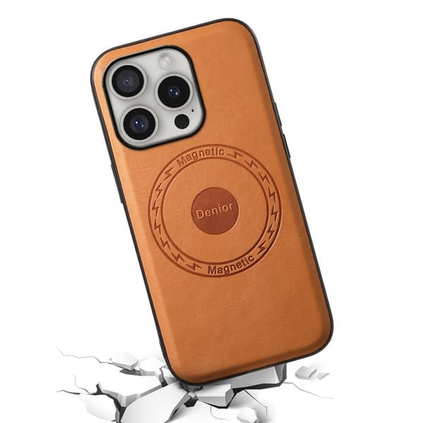DENIOR A10 Mobilskal till iPhone 16 Pro Max Äkta Läder Khaki