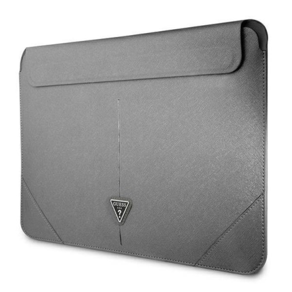 Guess computertaske 16'' Saffiano Triangle Logo - Sølv