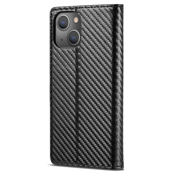 LC.IMEEKE iPhone 14 Plånboksfodral i Konstläder - Carbon Fiber - Vit