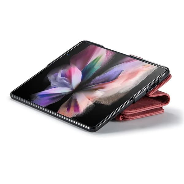 CASEME Konstläder Plånboksfodral för Samsung Galaxy Z Fold3 5G Röd