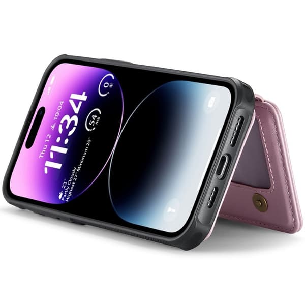 JEEHOOD J05 Mobilskal till iPhone 14 Pro Läder MobilRosa