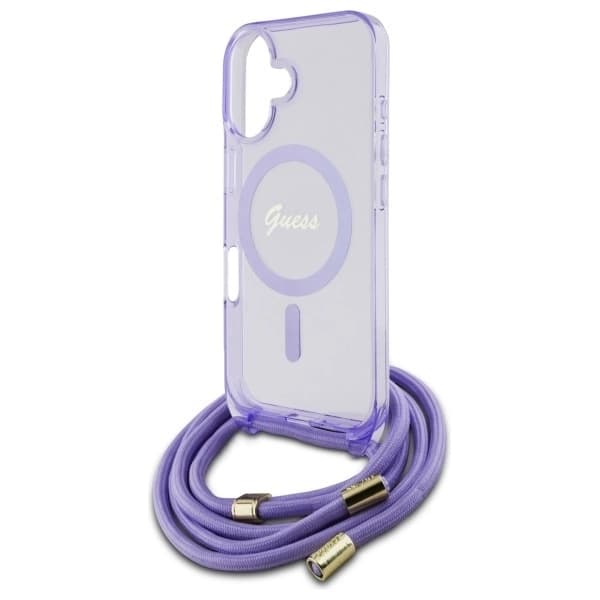 Guess Mobilskal till iPhone 16 MagSafe Crossbody Cord Script - Lila Lila