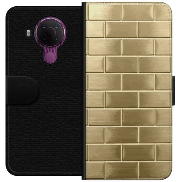 Pungcover til Nokia 5.4 med Gyldne Mursten