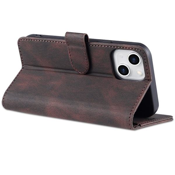 AZNS iPhone 14 Plånboksfodral i Konstläder - Drop-proof - Brun