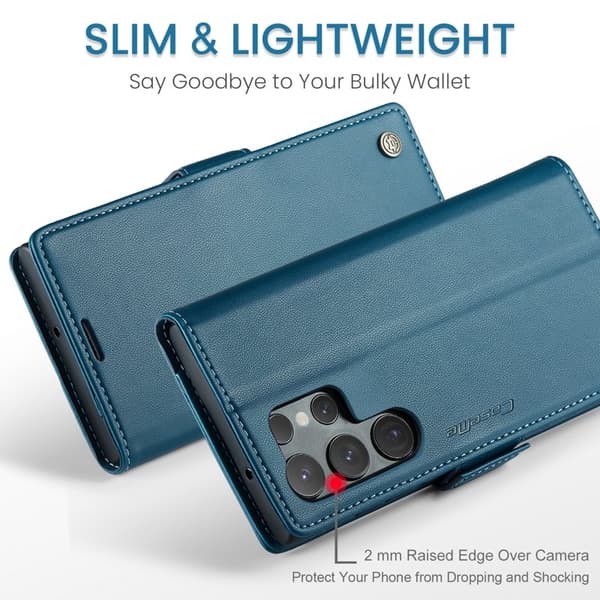 CASEME Samsung Galaxy S24 Ultra Plånboksfodral Konstläder RFID-Skydd Blå