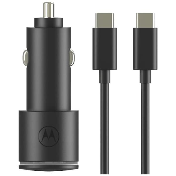 Motorola Biloplader 45W 1xUSB-A 1xUSB-C med USB-C 1m Kabel TurboPower - Sort Svart
