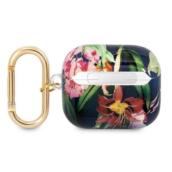 Guess AirPods 3 Skal Flower Strap - Blå Blå