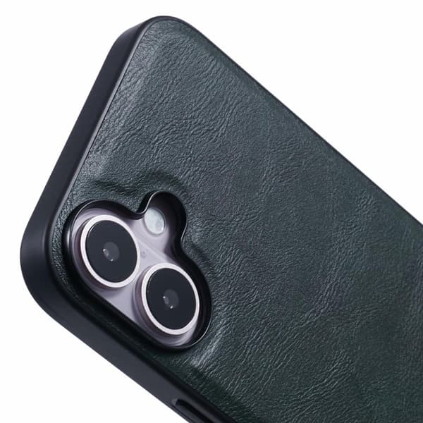 X-LEVEL Bojue-3 Mobilskal till iPhone 16 Plus Läder Grön