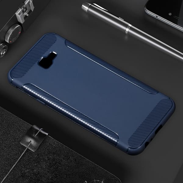 Kulfiberbørstet mobilcover til Samsung Galaxy J4 Plus - Blå Blue
