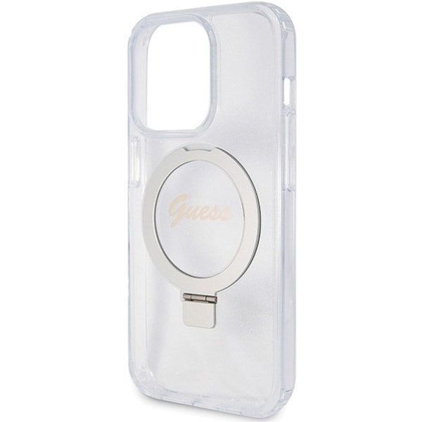 Guess iPhone 15 Pro Mobilskal Ringhållare Magsafe Glitter Script