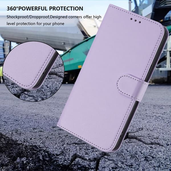 iPhone 16 Plånboksfodral Läder med Handledsrem - Ljuslila Lila