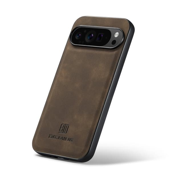 DG.MING Mobilskal till Google Pixel 9 Pro XL PU Läder Hybrid Brun