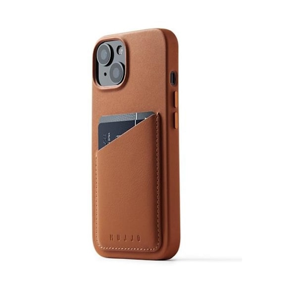 Mujjo iPhone 14 Skal Korthållare Full Läder - Tan