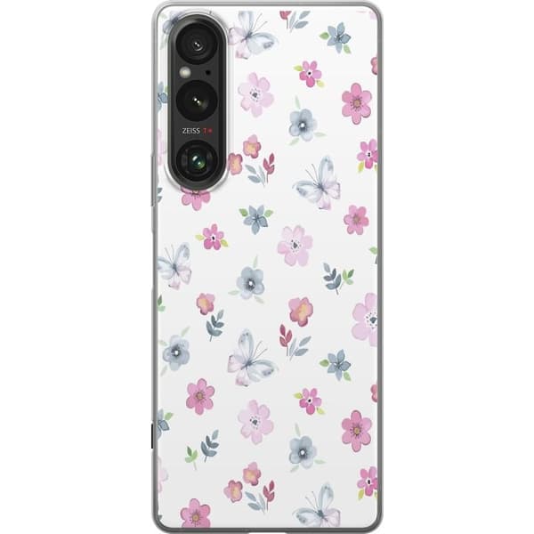 Mobilcover til Sony Xperia 1 V med blomster og sommerfugle