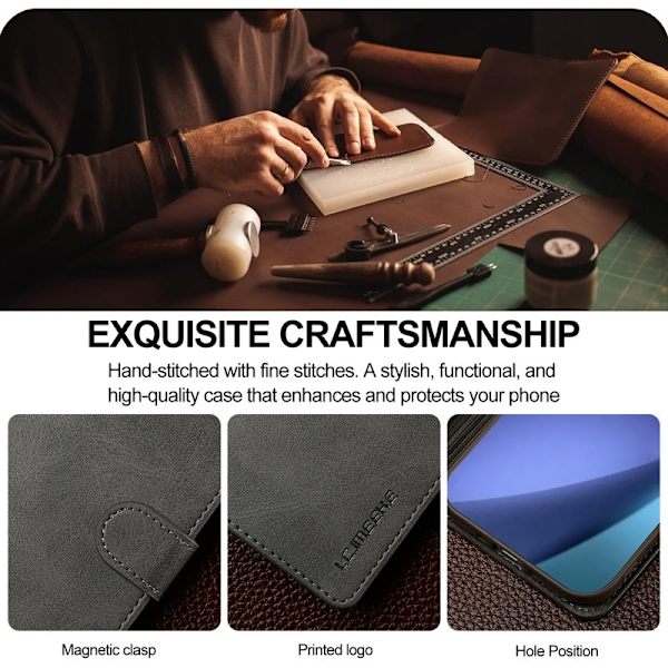 LC.IMEEKE iPhone Air Plånboksfodral Konstläder - Grå