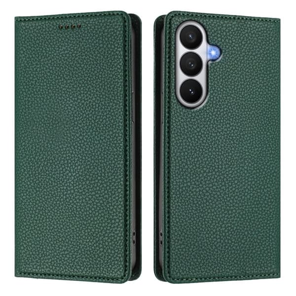 Litchi Samsung Galaxy S26 / S26 Pro Plånboksfodral Konstläder RFID Skydd - Grön