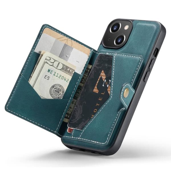 JEEHOOD iPhone 14 2-i-1 Plånboksfodral Konstläder med Ställ - Grön