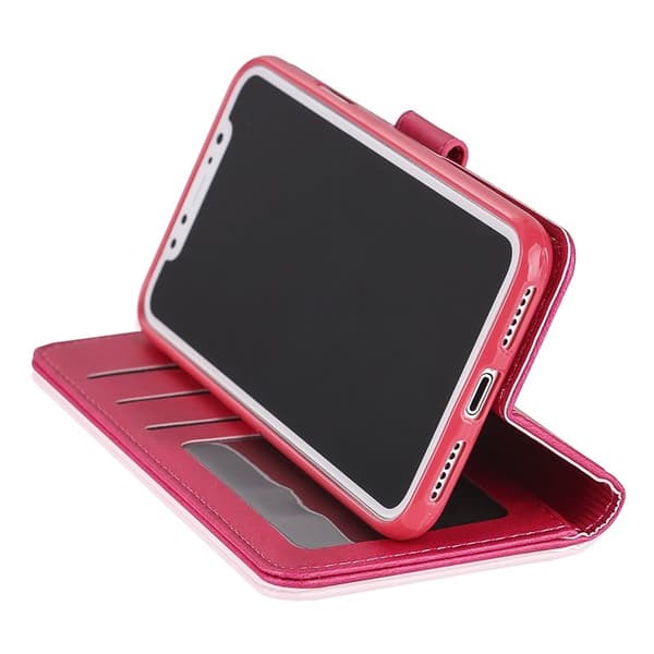 LC.IMEEKE Stand Plånboksfodral i Konstläder - Rosa för iPhone X/10